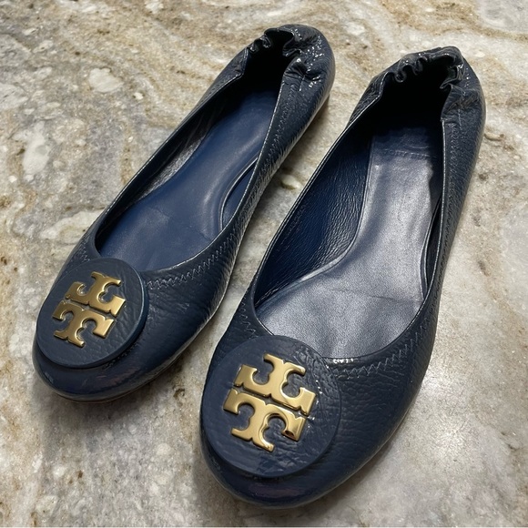 Tory Burch Reva Ballet Flats Blue Patent leather Women’s size 9.5 - Picture 7 of 12